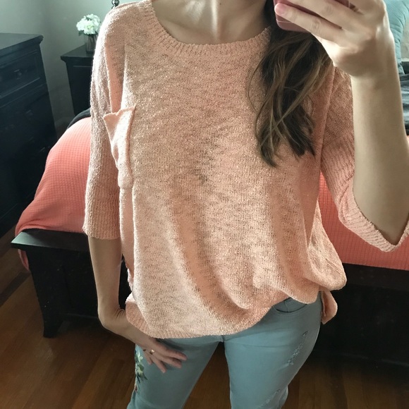 high low hem mint short quarter sleeve pullover - Picture 3 of 8